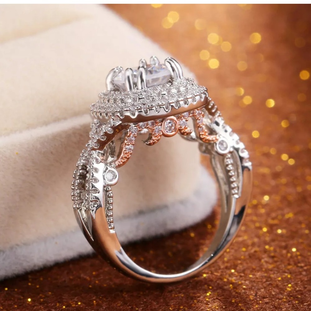 Gorgeous 925 Silver Rings Round Cut White Sapphire - Picture 4 of 9